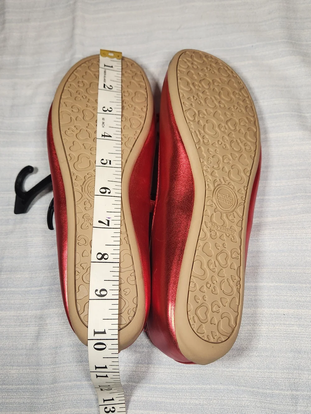 Wonder Nation Girls Metallic Red Mary Jane Ballet Flats Shoes Memory Foan Size 6